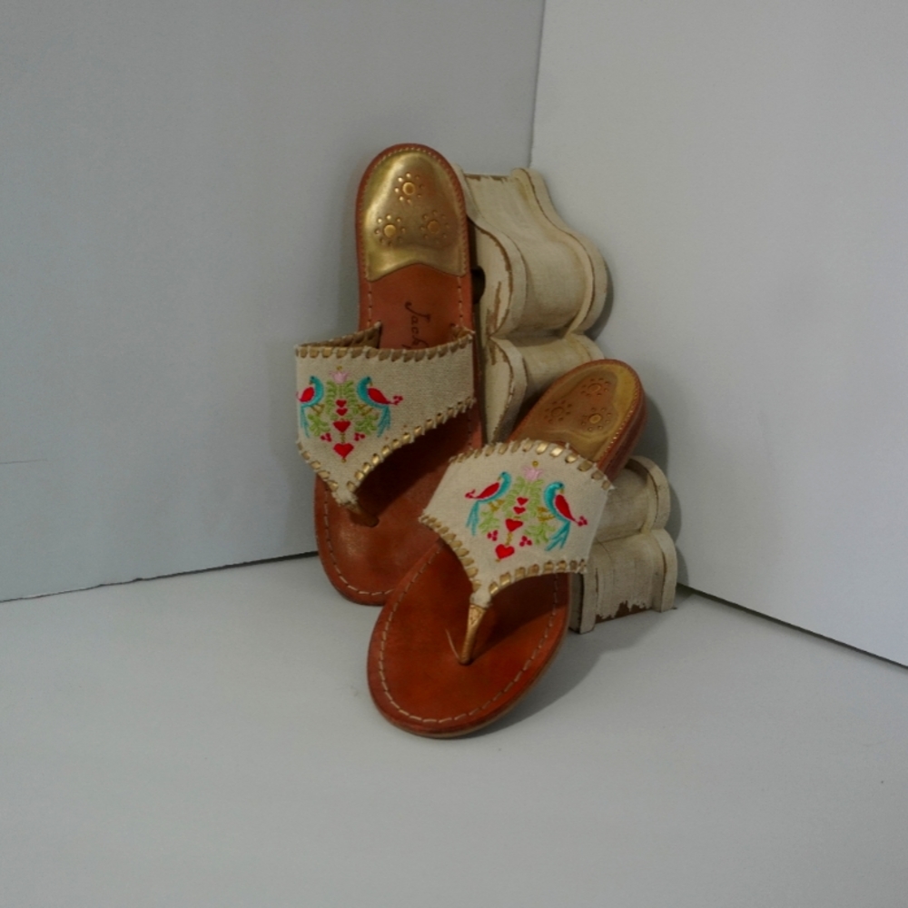 Jack Rogers Sandles Size 10 Peacocks and Hearts